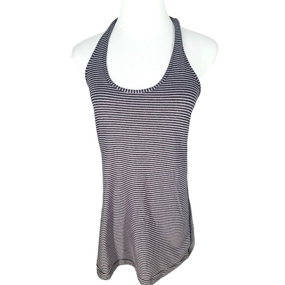 lululemon athletica Tops - Lululemon Cool Racerback Tank Top Size 4/6 Grey Pink Striped Yoga Pilates Fitted